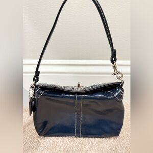 Coach Mini Patent Leather Mini Bag/Wristlet-Navy